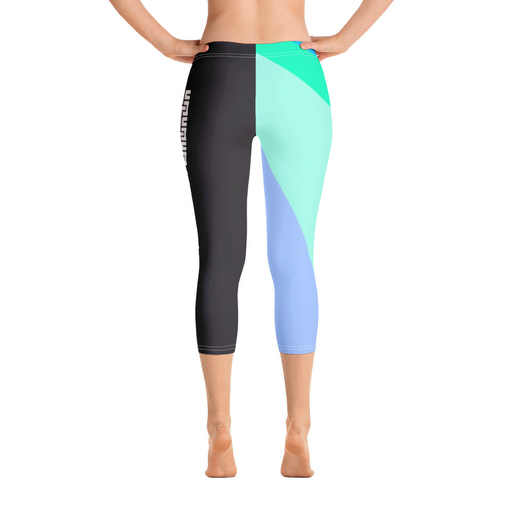 Capri Leggings "Blue Retro Stripes Fighting Lifestyle"